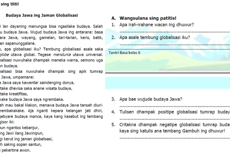 Kunci Jawaban Kelas 6 SD Bahasa Jawa Uji Kompetensi Semester 2 Halaman ...