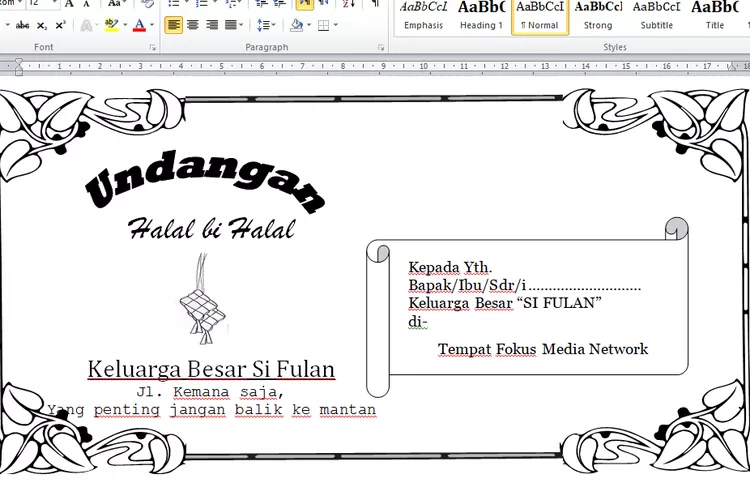 Download Undangan Halal Bihalal Word Dan Cdr, Conton Teks Undangan ...