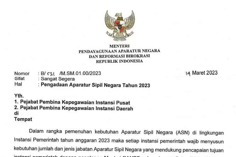 Pengadaan ASN Tahun 2023 Akan Segera Dilaksanakan, Ini Surat Edaran ...