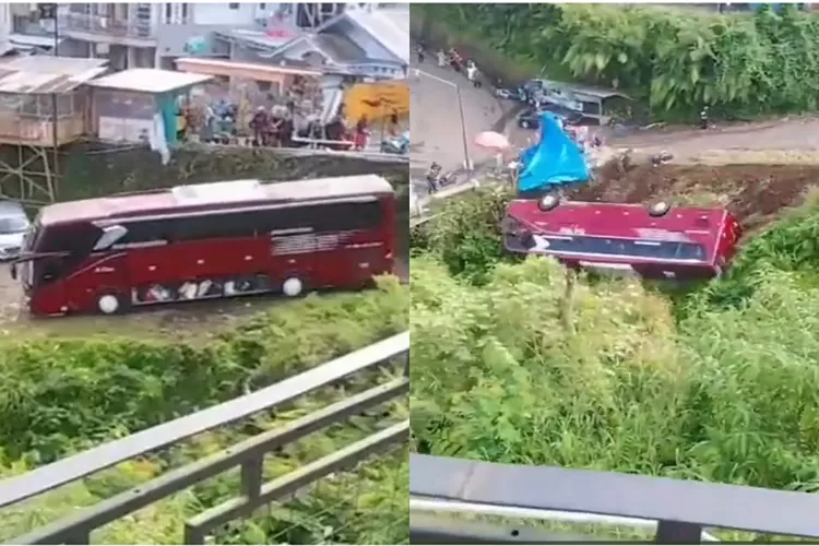 Bus Pariwisata Di Guci Tegal Terjun Bebas Ke Sungai, Diduga Rem Sengaja ...