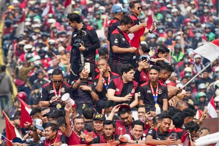 Arak Arakan Timnas Indonesia Berlangsung Meriah Erick Thohir