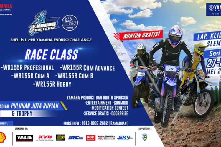 SHELL bLU cRU Yamaha Enduro Challenge akan digelar di Yogyakarta pada tanggal 27-28 Mei 2023.