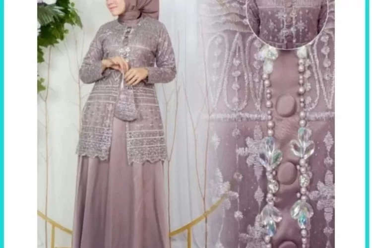 7 Inspirasi Model Gamis Brokat Kombinasi Satin Terbaru Tampil Menawan