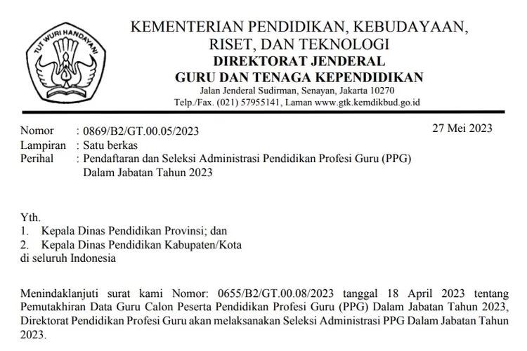 DOWNLOAD Surat Edaran Kemdikbud Tentang Pendaftaran PPG Dalam Jabatan ...