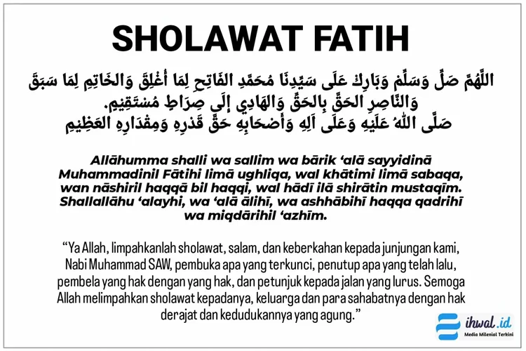 Bacaan Sholawat Fatih Yang Asli Lengkap, Arab Latin Dan Arti, Allahumma ...