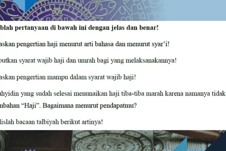 Bacaan Talbiyah, Syarat Wajib Haji Dan Umrah, Kunci Jawaban Fikih Kelas ...