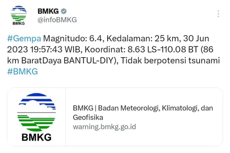 Gempa Magnitudo Guncang Bantul Diy Getaran Sampai Semarang Ayo