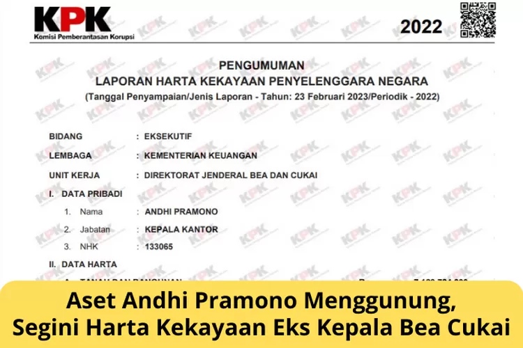 Segini Harta Kekayaan Andhi Pramono Di LHKPN 2022, Eks Kepala Bea Cukai ...