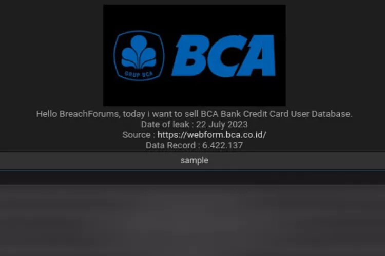 Respon BCA Terkait Data Nasabah Yang Bocor Dan Dijual Di BreachForums ...