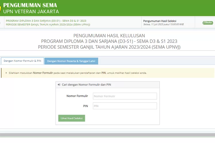 31 Julli Link Pengumuman SEMA UPNVJ Gelombang 2 Tahun 2023 Jam 3 Sore