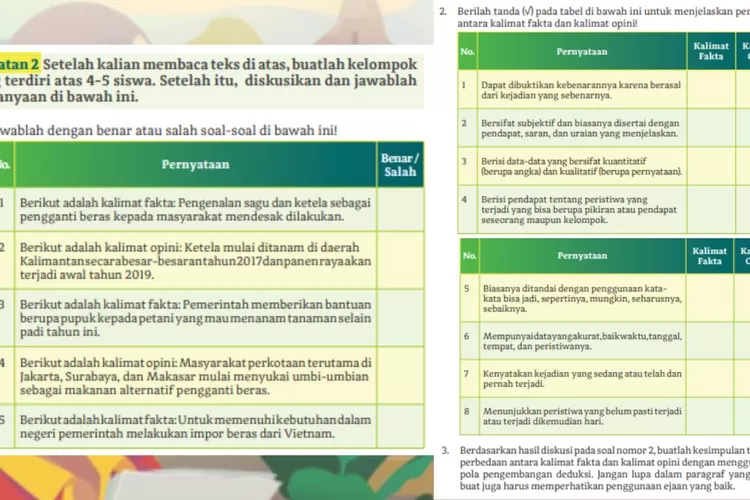 Kalimat Fakta dan Opini dalam Teks Argumentasi, Kunci Jawaban Bahasa