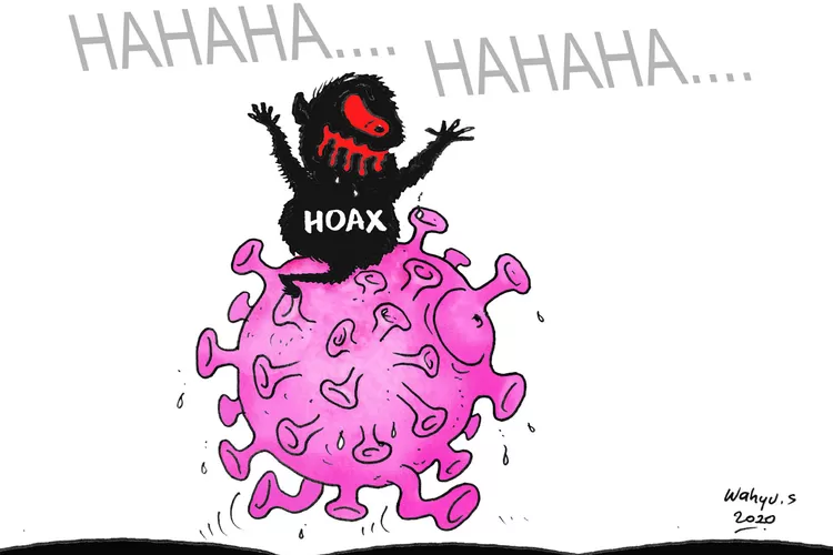 [Kartun Editorial] Virus Korona Merebak, Hoaks Ikut Menyebar karya Wahyu Siswanto