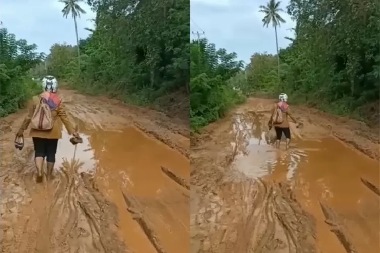 Viral! Perjuangan Guru Di Bombana Sultra Lewati Jalan Berlumpur Demi ...