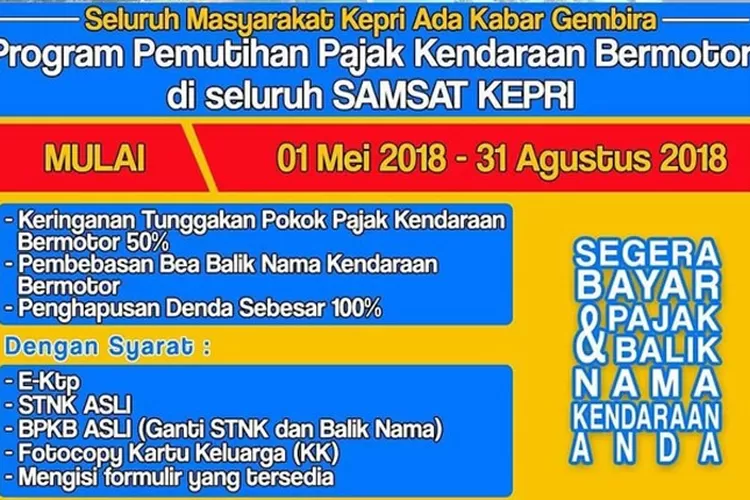 Wow, Kepri Gelar Program Pemutihan Pajak Kendaraan Bermotor 4 Bulan ...