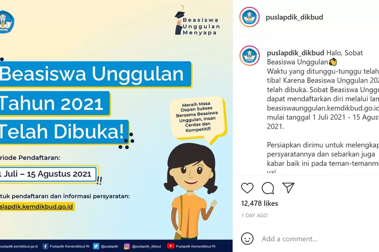 Pendaftaran Beasiswa Unggulan Kemendikbud 2021 Sudah Dibuka, Ini ...