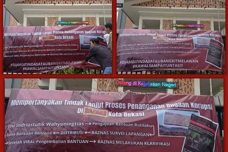 Pasang Spanduk Mako Desak Kejari Kota Bekasi Proses Dugaan Korupsi Di