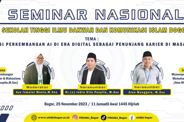 (STIDKI) Bogor akan menyelenggarakan Seminar Nasional 2023 pada Sabtu (28/11/23) dengan tema &ldquo;Adaptasi Perkembangan Di Era Digital Sebagai Penunjang Karier Di Masa Depan&rdquo;. (catatanfakta.com)