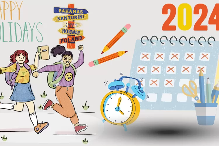 Ilustrasi Jadwal Libur Sekolah Tahun 2024 untuk Jenjang SD, SMP hingga SMA (Canva)