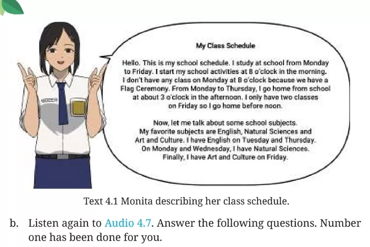 Kunci Jawaban Bahasa Inggris Monita's Class Schedule Halaman 164 165 ...