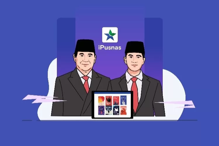 Ilustrasi Presiden Prabowo Subianto dan Wakil Presiden Gibran Rakabuming terpampang di halaman awal aplikasi iPusnas. (X/@keirumiyyy )