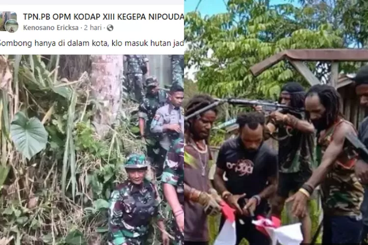 Simpatisan OPM menghina pasukan TNI yang sedang bertugas. (TPNPB OPM dan Facebook/Kenosan Ericksa)