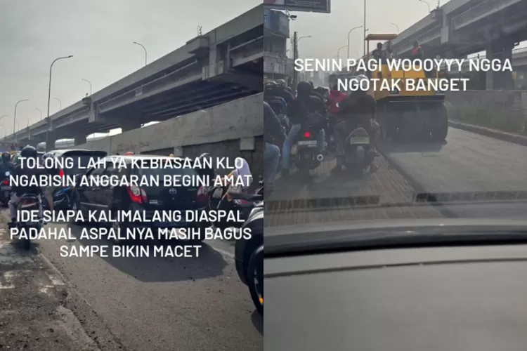 Ilustrasi proyek perbaikan jalan di akhir tahun. (X/@txtdaribekasi)