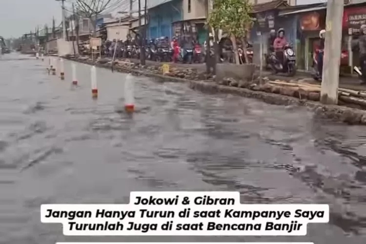 Ruas Pantura Semarang-Demak Diterjang Rob, Jokowi dan Gibran Rakabuming Diminta Datang ke Lokasi: Jangan Cuma Pas Kampanye (Instagram @batanghelp)