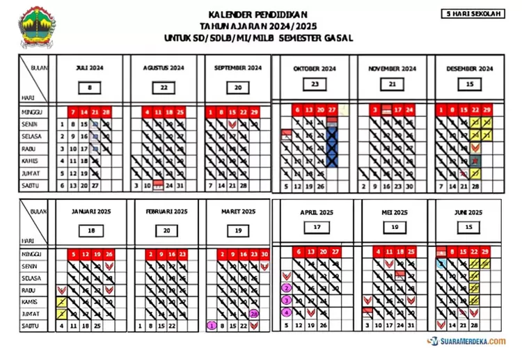 Kalender Pendidikan Jawa Tengah Tahun Ajaran 2024/2025 Semester 1 Dan 2 ...