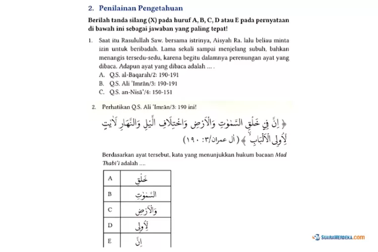 Penilaian Pengetahuan Bab 1, Kunci Jawaban PAI Kelas 11 Kurikulum ...