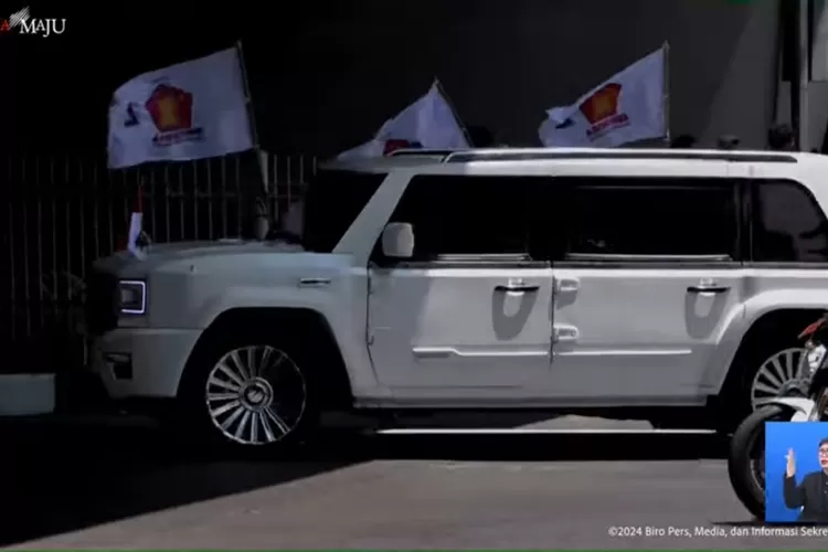 Mobil Maung Garuda yang dinaiki Presiden Prabowo Subianto setelah dilantik jadi Presiden Indonesia. (Foto tangkapan layar Youtube Setpres). 