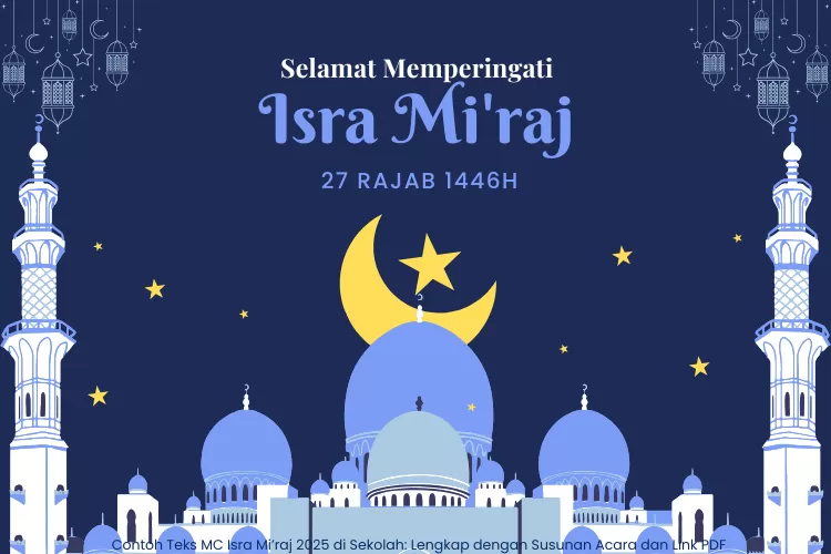 Contoh teks MC dan susunan acara peringatan Isra Miraj 1446 H Tahun 2025.(Canva)