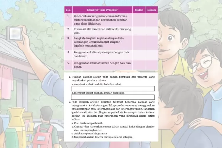 Bahasa Indonesia kelas 7 halaman 89 90 Kurikulum Merdeka: Identifikasi struktur teks prosedur termasuk kalimat ajakan dan kata keterangan
