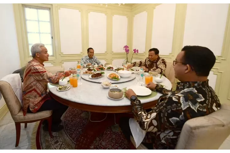 Pembahasan saat makan siang Jokowi dengan Anies, Ganjar, dan Prabowo (Instagram @/Prabowo)