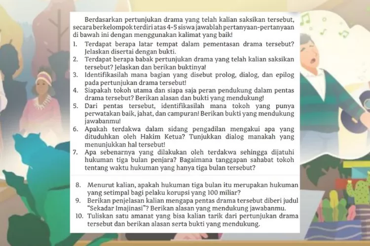 Bahasa Indonesia kelas 11 halaman 131 132 Kegiatan 1: Pertunjukan Drama 'Sekadar Imajinasi' oleh Teater Koma
