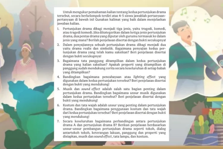 Bahasa Indonesia kelas 11 halaman 149 Kurikulum Merdeka: Menganalisis 9 aspek yang ada pada pentas drama A dan B