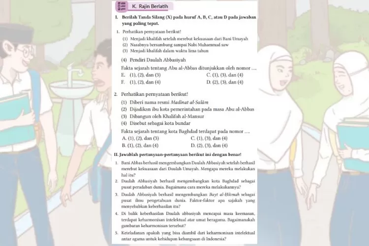 PAI kelas 8 halaman 131-135 Rajin Berlatih Bab 5 tentang mengenal masa keemasan Islam pada Daulah Abbasiyah