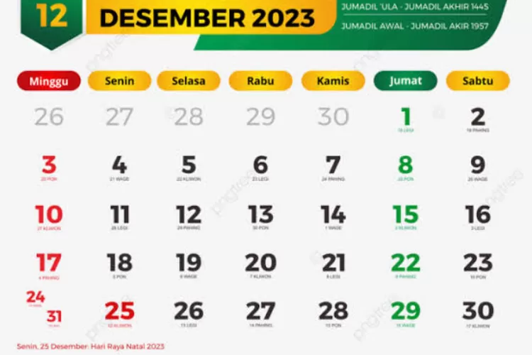 Kalender Jawa Desember 2023 dengan Weton, Dilengkapi Penentuan Hari Baik Gelar Hajat Bulan ini! (Pngtree)