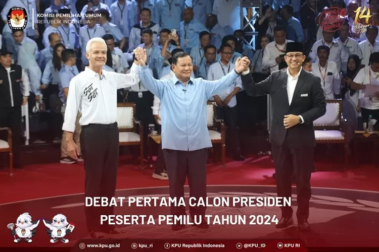 KPU RI sukses gelar Debat Calon Presiden 2024 pertama, para kandidat saling serang pertanyaan (Twitter @KPU_ID)