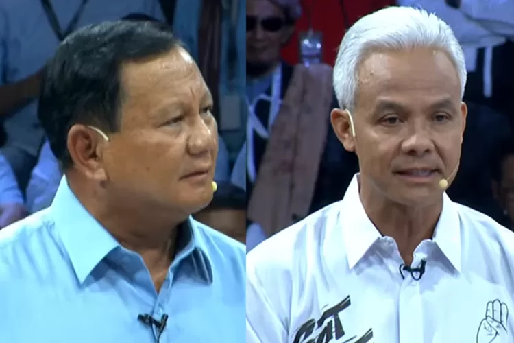 Prabowo Subianto dan Ganjar Pranowo dalam Debat Capres Pertama (YouTube KPU RI)