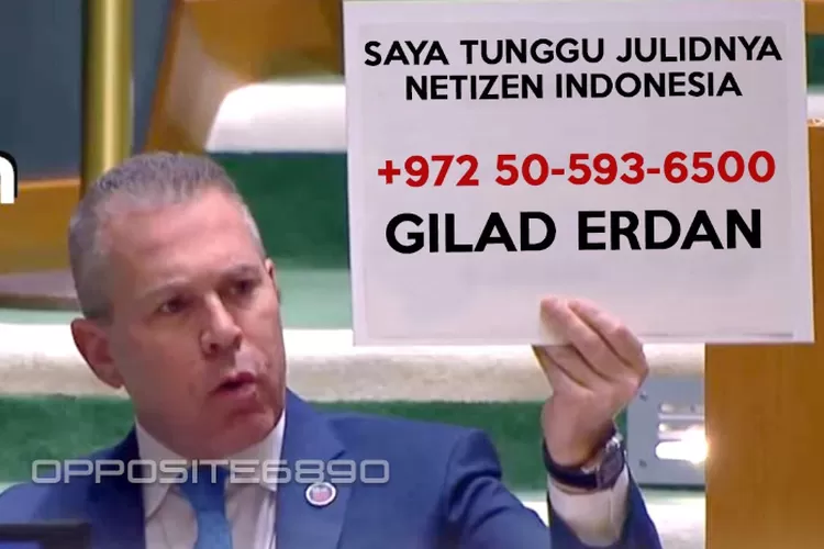 Hacker Indonesia retas nomor Perwakilan Tetap Israel di PBB, Gilad Erdan (Twitter @alJulidBrigades)