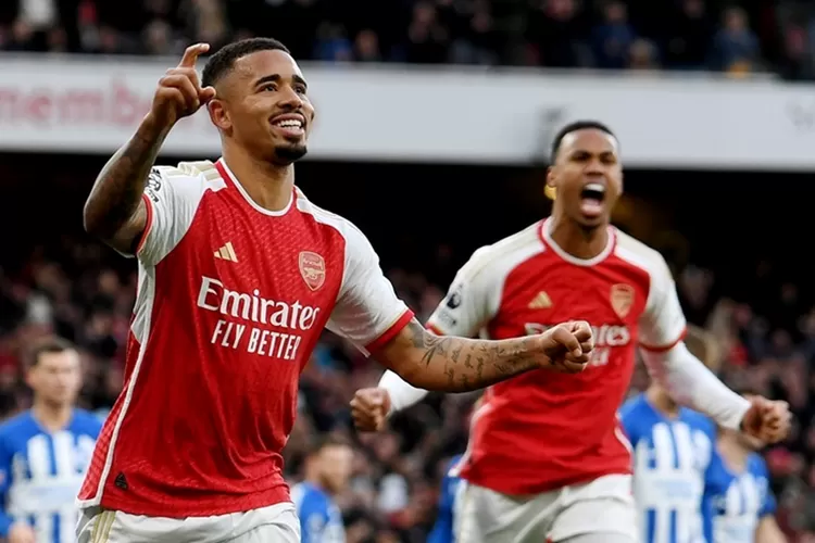 Gabriel Jesus mencetak gol untuk Arsenal ke gawang Brighton dalam pertandingan Liga Inggris (Arsenal)