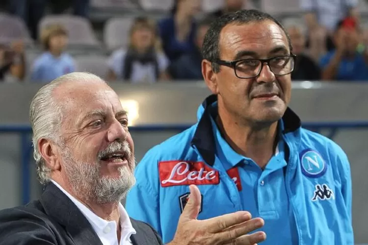 Presiden Napoli, Aurelio De Laurentiis bersama pelatih Maurizio Sarri.  (dok. ESPN)