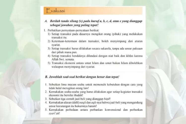 PAI kelas 11 halaman 154-156 Evaluasi Bab 9: Prinsip dan Praktik Ekonomi Islam