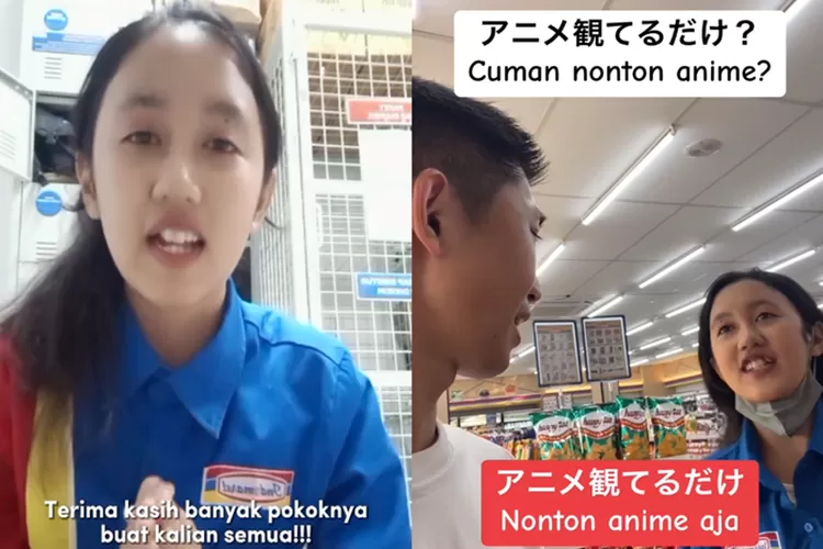 Sosok Vania, kasir minimarket yang viral karena jago Bahasa Jepang (Instagram @vaniapoenya__ dan Instagram @kencampur)
