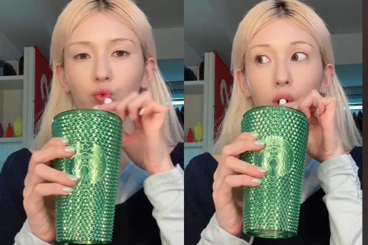 Jeon Somi kedapatan pamer tumbler Starbucks tuai kecaman (Tiktok @Somi_official)