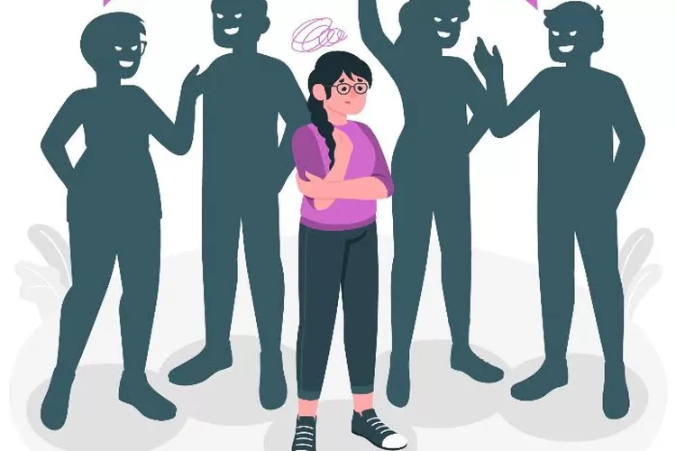Ilustrasi kesulitan introvert ditengah orang lain (Freepik.com)