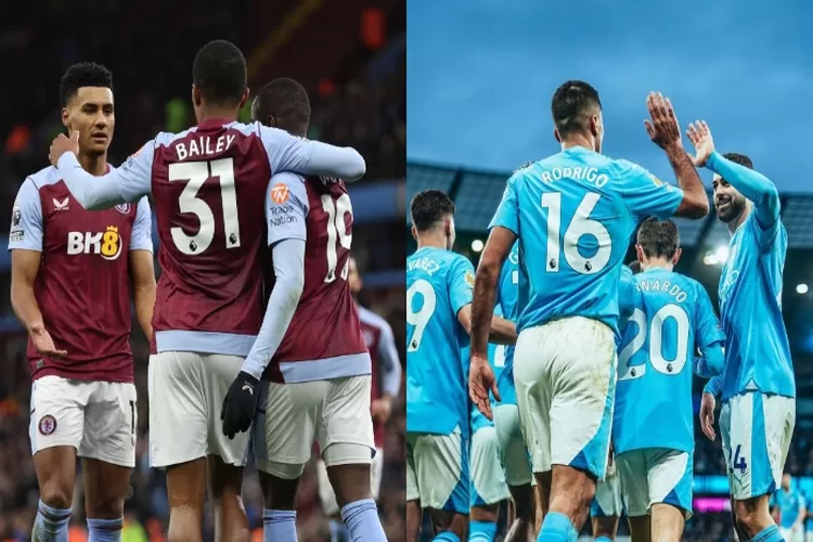 Para pemain Aston Villa dan Manchester City.  (Kolase Tangkap layar Instagram/@mancity dan @avcofficial)