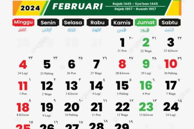 Kalender Februari 2024 (Pngtree)