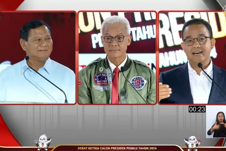 Perbedaan pendapat antara Anies, Prabowo, dan Ganjar saat debat capres ketiga (YouTube KPU RI)