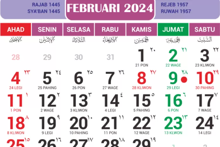 Kalender Jawa Februari 2024 (Farazinux.com)